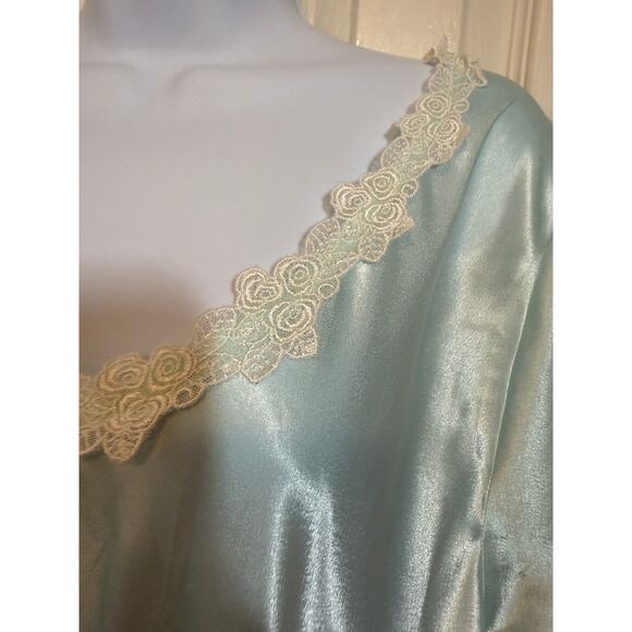 Oscar de la Renta Pink Label Satin Gown 3X Aqua Blue Vintage Glam - Picture 4 of 6